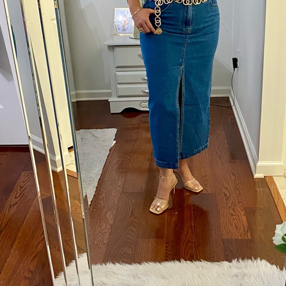 STEVE MADDEN WOMEN’S DENIM MIDI SKIRT COLOR LIGHT WASH SIZE S - Picture 12 of 13